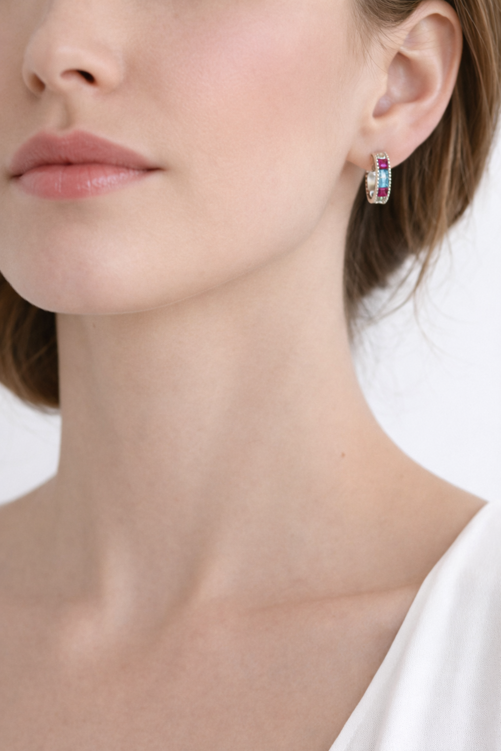 Bunte Eleganz Creolen Silber