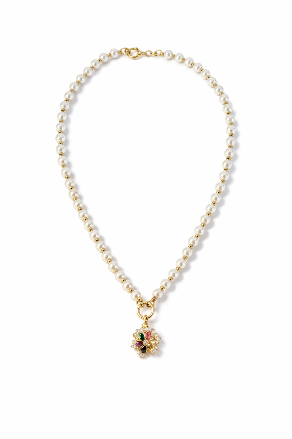 Perlenkette mit bunter Blume