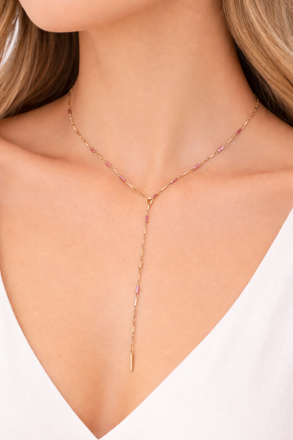 Pink Diamanten Y-Kette